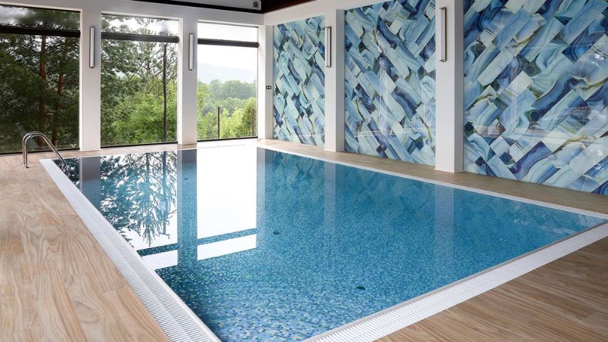blue gray pattern pool tile