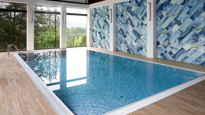 blue gray pattern pool tile