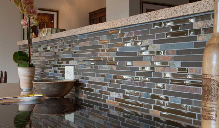 glass mosaic tile backsplash