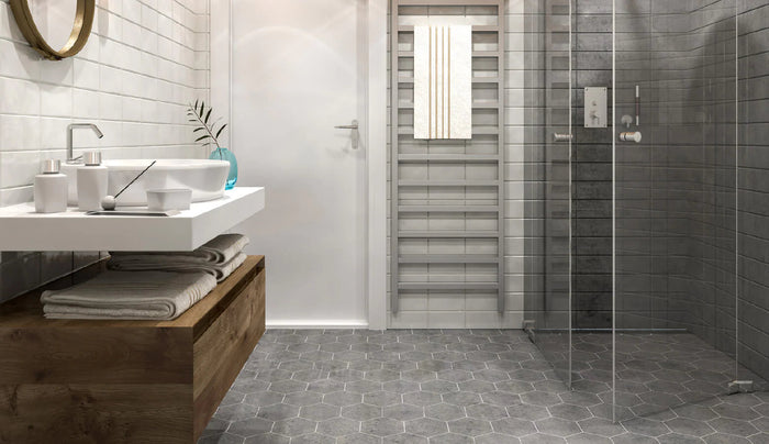 hexagon shower tile floor