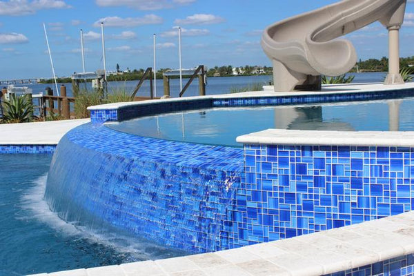 modern waterline pool tile ideas