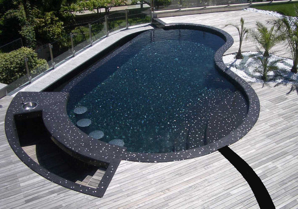 iridescent glass pool tile
