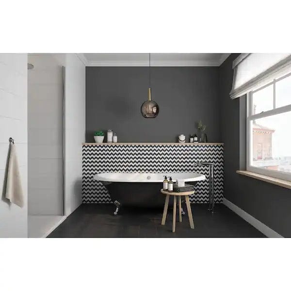 Black and white matte bathroom tile pattern