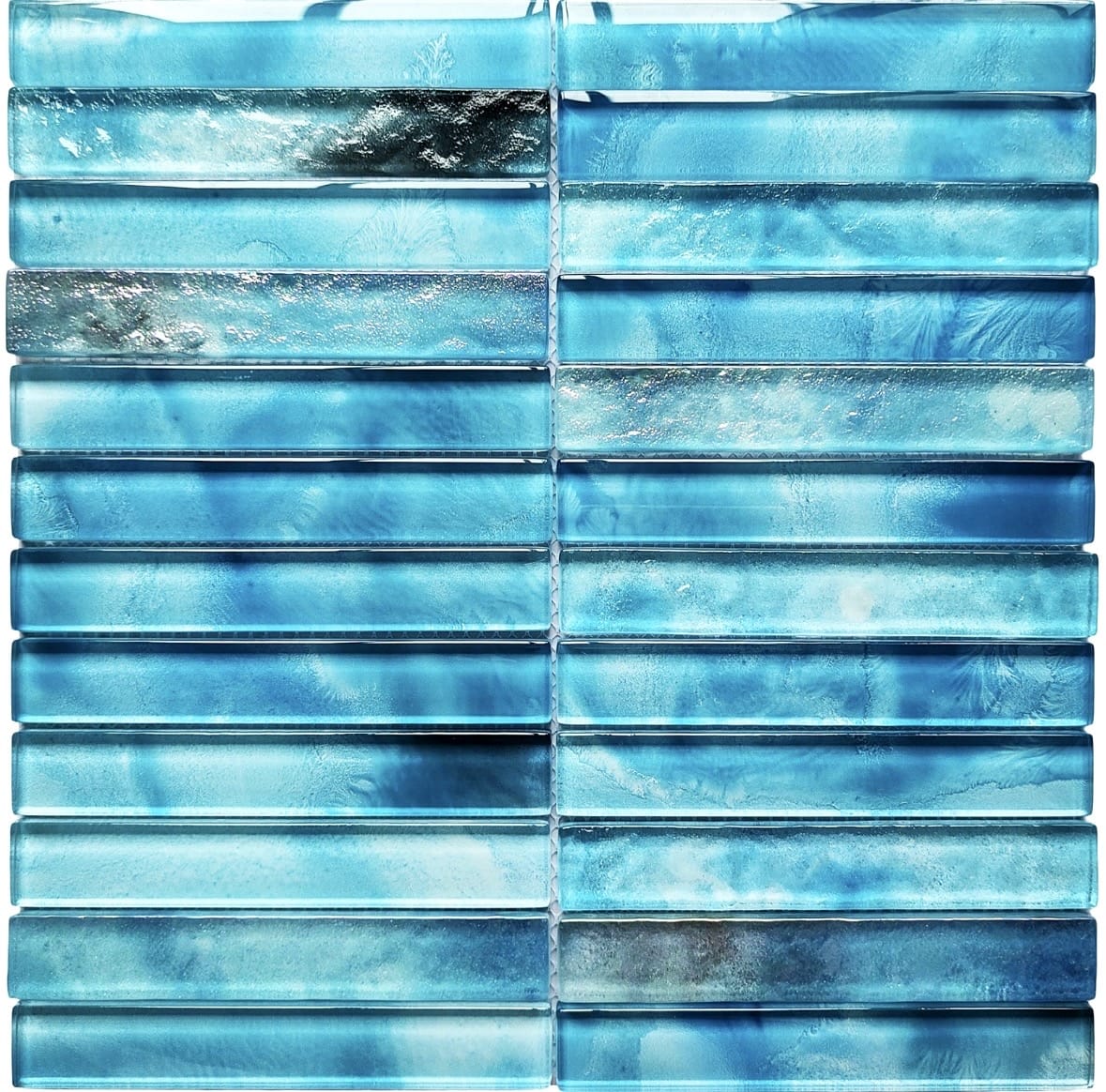 Santorini Teal Stacked 1x6 Glass Tile