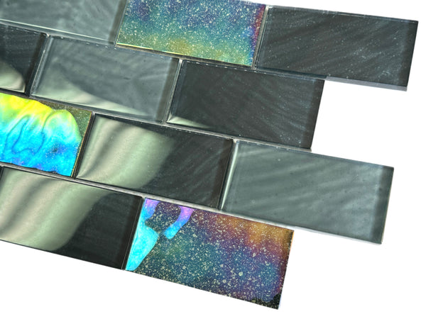 Galaxy Graphite 2x4 - New Arrival Glass Pool Tile - Tiles and Deco