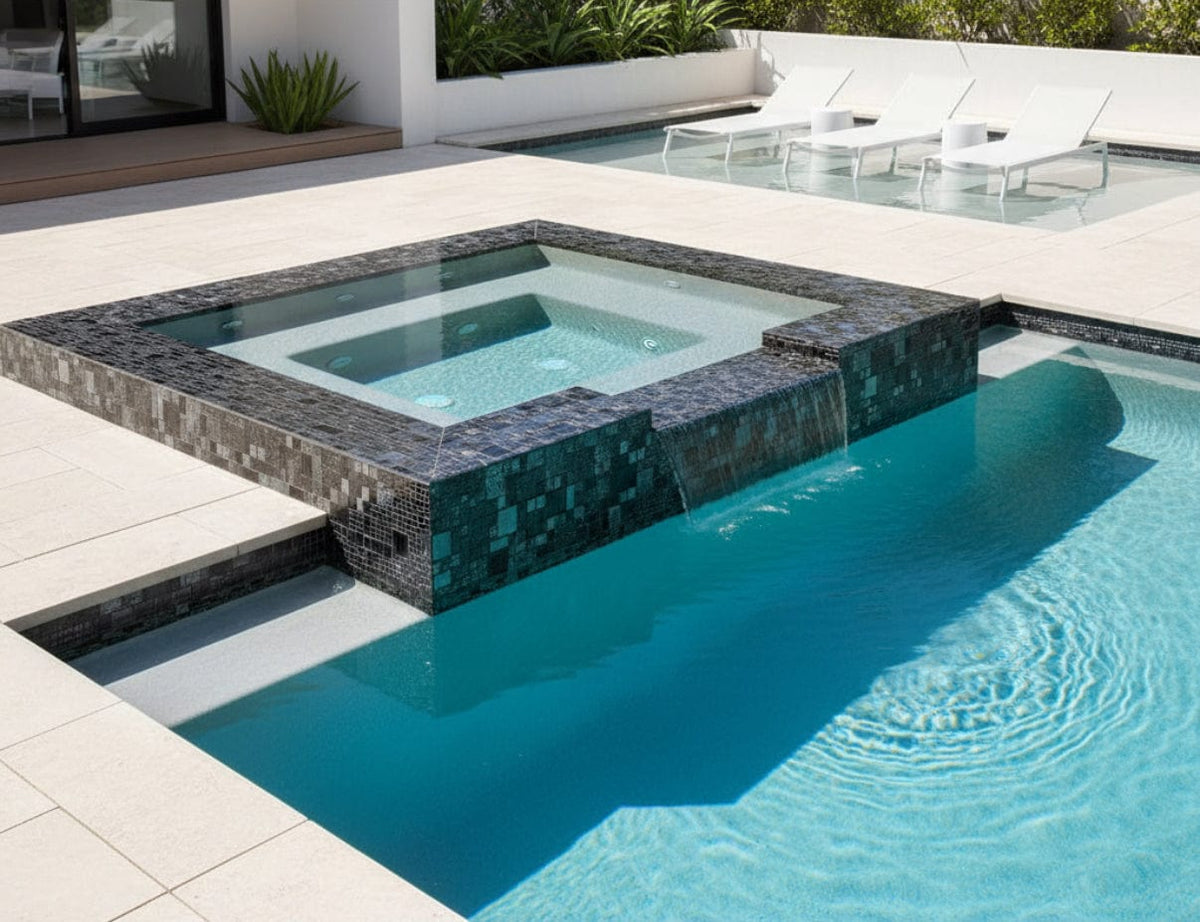 Onyx Black Texturized Glass Tile - Tiles and Deco