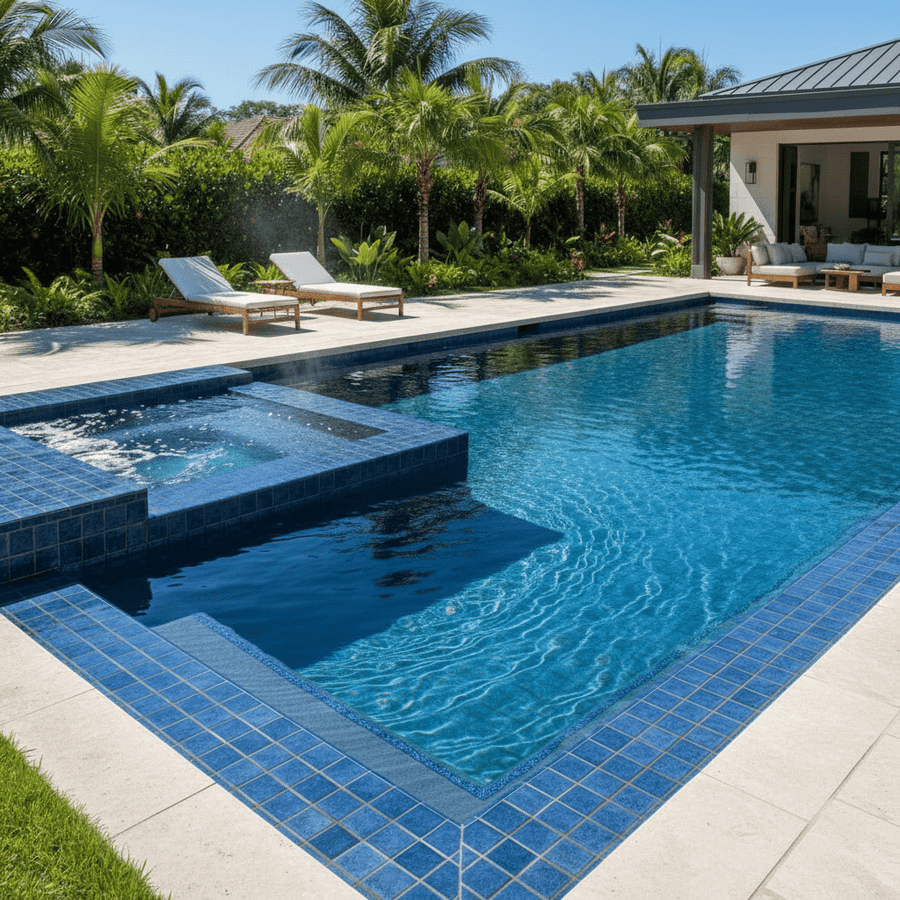 Giz Azul Gloss 6x6 Porcelain Pool Tile - Tiles and Deco