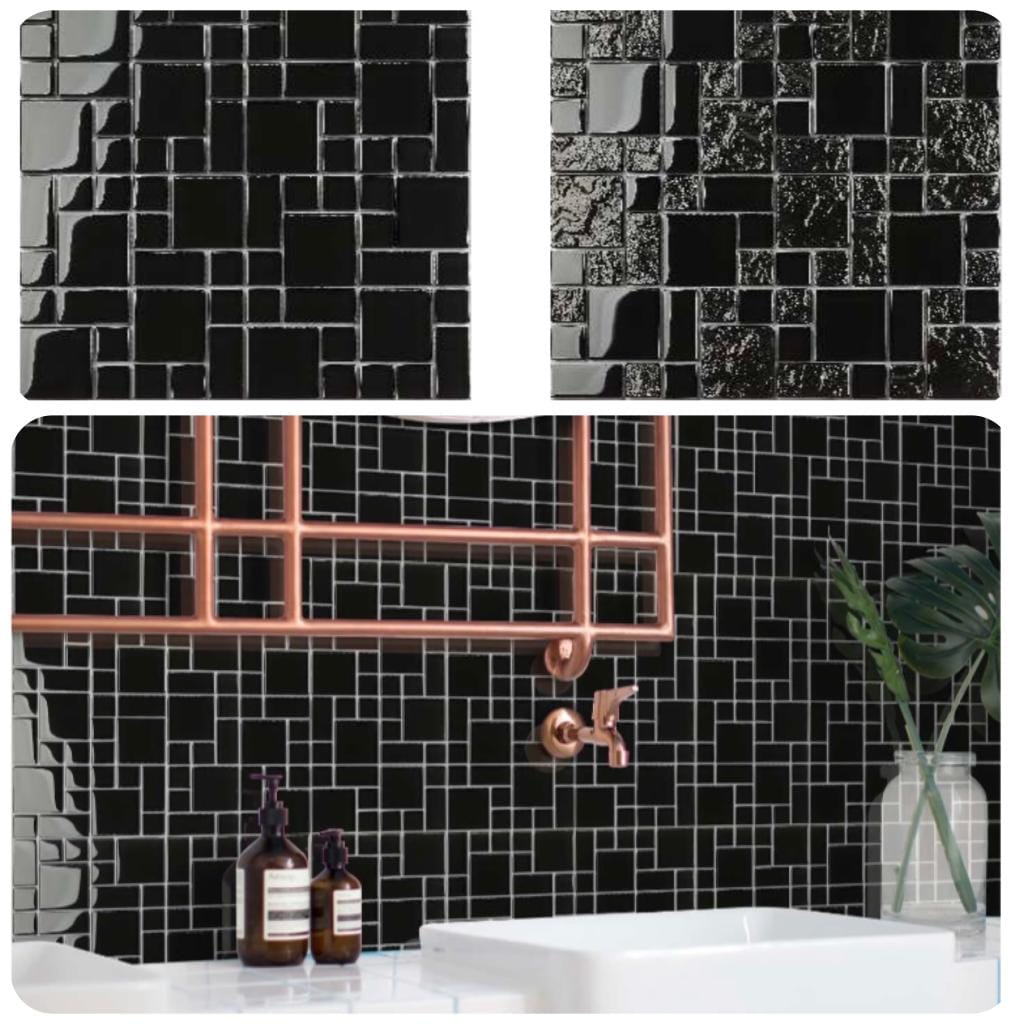 Onyx Black Glass Tile - Tiles and Deco