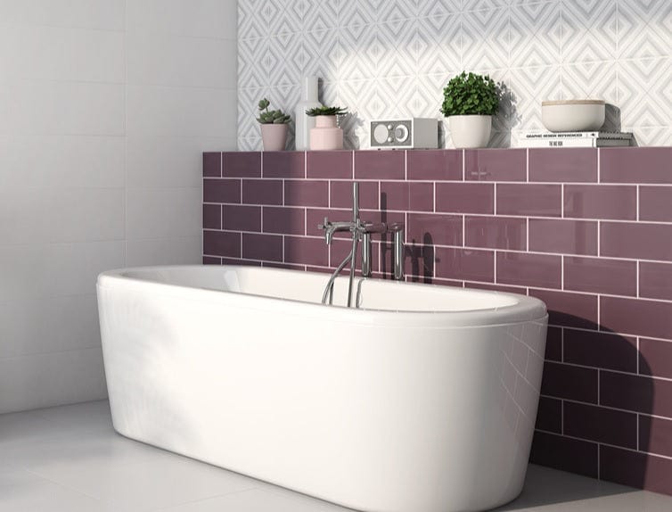 Burgundy Gloss 4x10 Ceramic Tile - $7.79 per sqft - Tiles and Deco