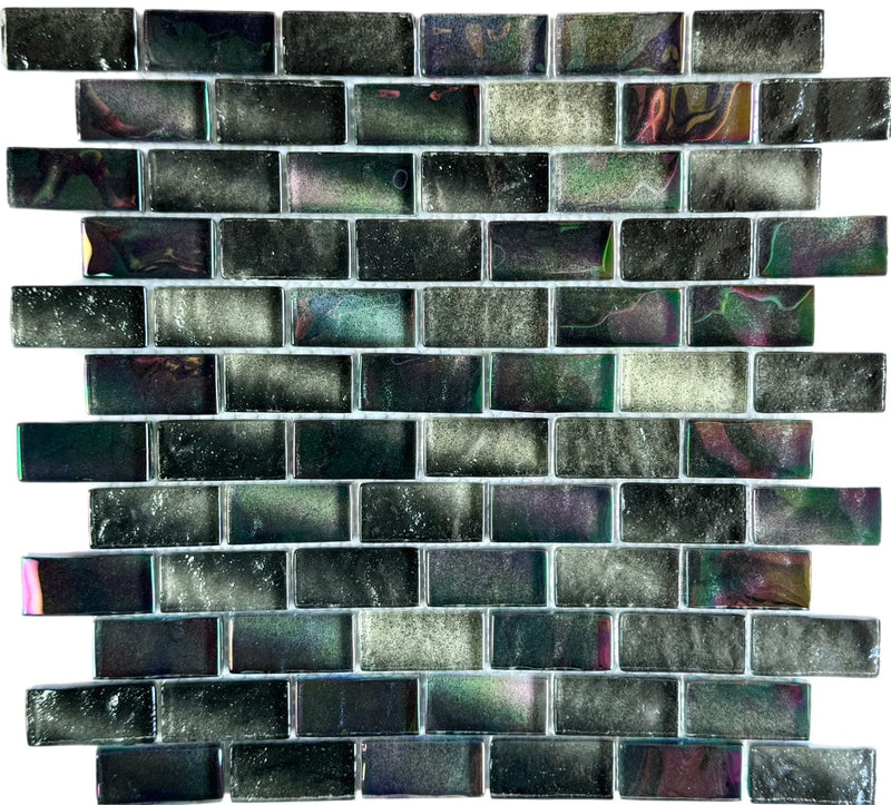 Galaxy Grey Black 1x2 - New Arrival Glass Pool Tile - Tiles and Deco