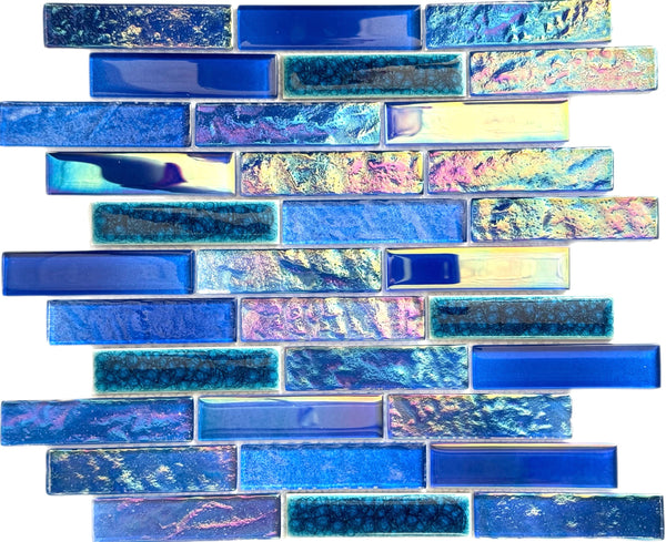 Emerald Blue Linear Glass Tile - Tiles and Deco
