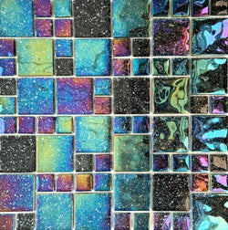 Galaxy Black Mix - New Arrival Glass Pool Tile - Tiles and Deco