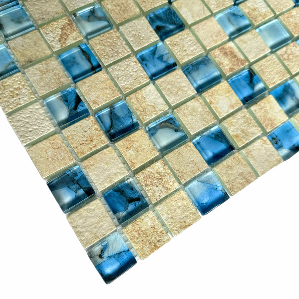 Glass Stone Cream 1x1 - Glass Pool Tile