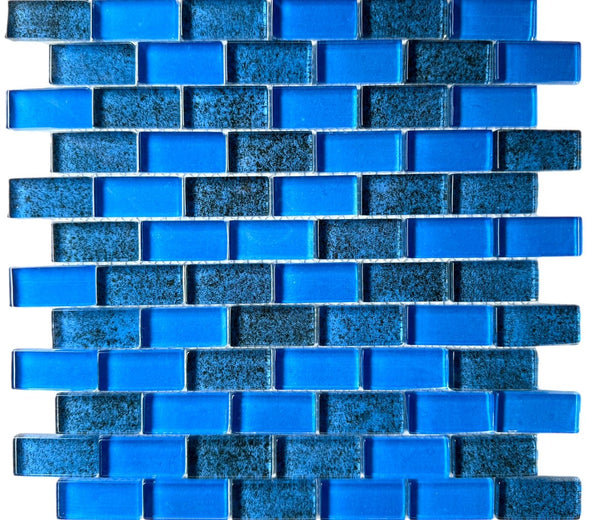 Trend Cobalt Mix 1x2 - Glass Pool Tile