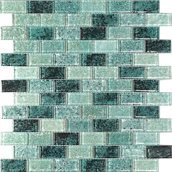 Island Green Glass Tile 1x2