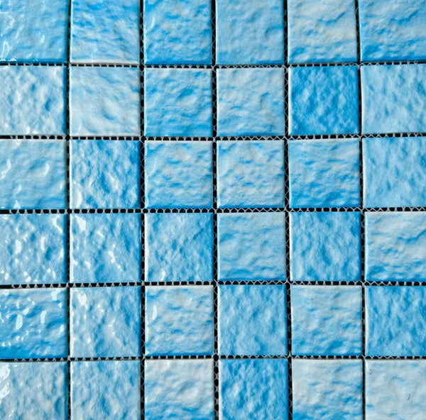 Sky ice Blue 2” x 2” Square Porcelain Mosaic Tile - Tiles and Deco