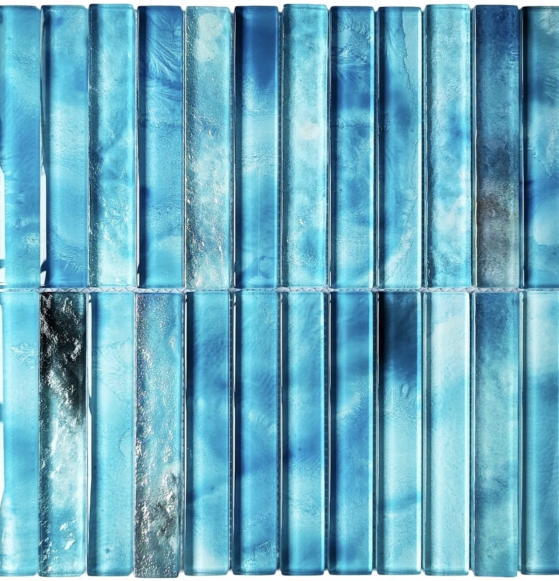 Santorini Teal Stacked 1x6 Glass Tile