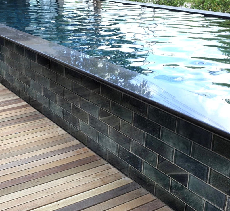 Galaxy Graphite 2x4 - New Arrival Glass Pool Tile - Tiles and Deco