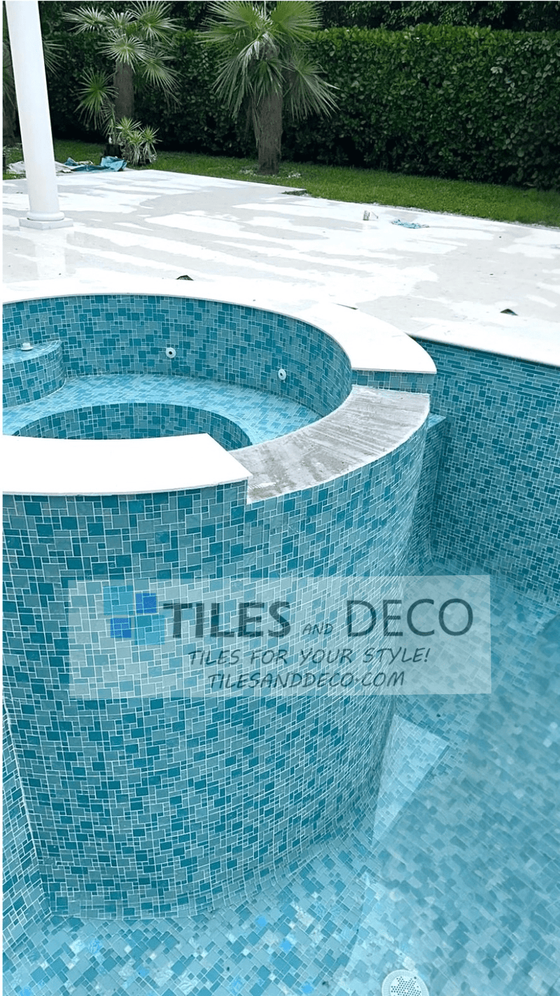 Bahamas Aqua Mix Pool Tile - Tiles and Deco