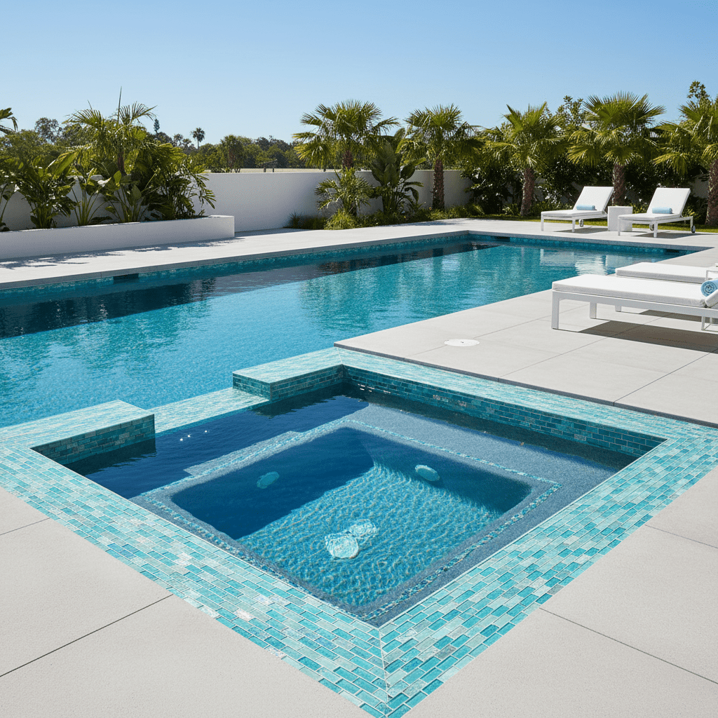Bahamas Aqua 1X2 Classic Pool Tile - Tiles and Deco