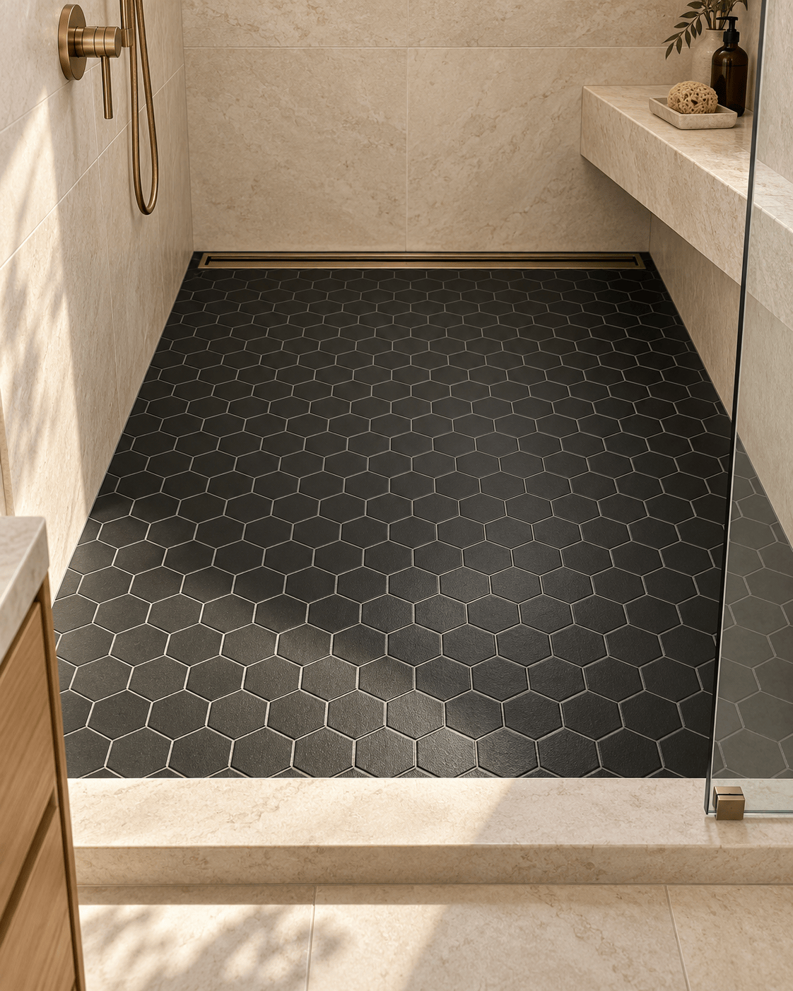 Black Matte Hexagon 3"x3" Porcelain Mosaic