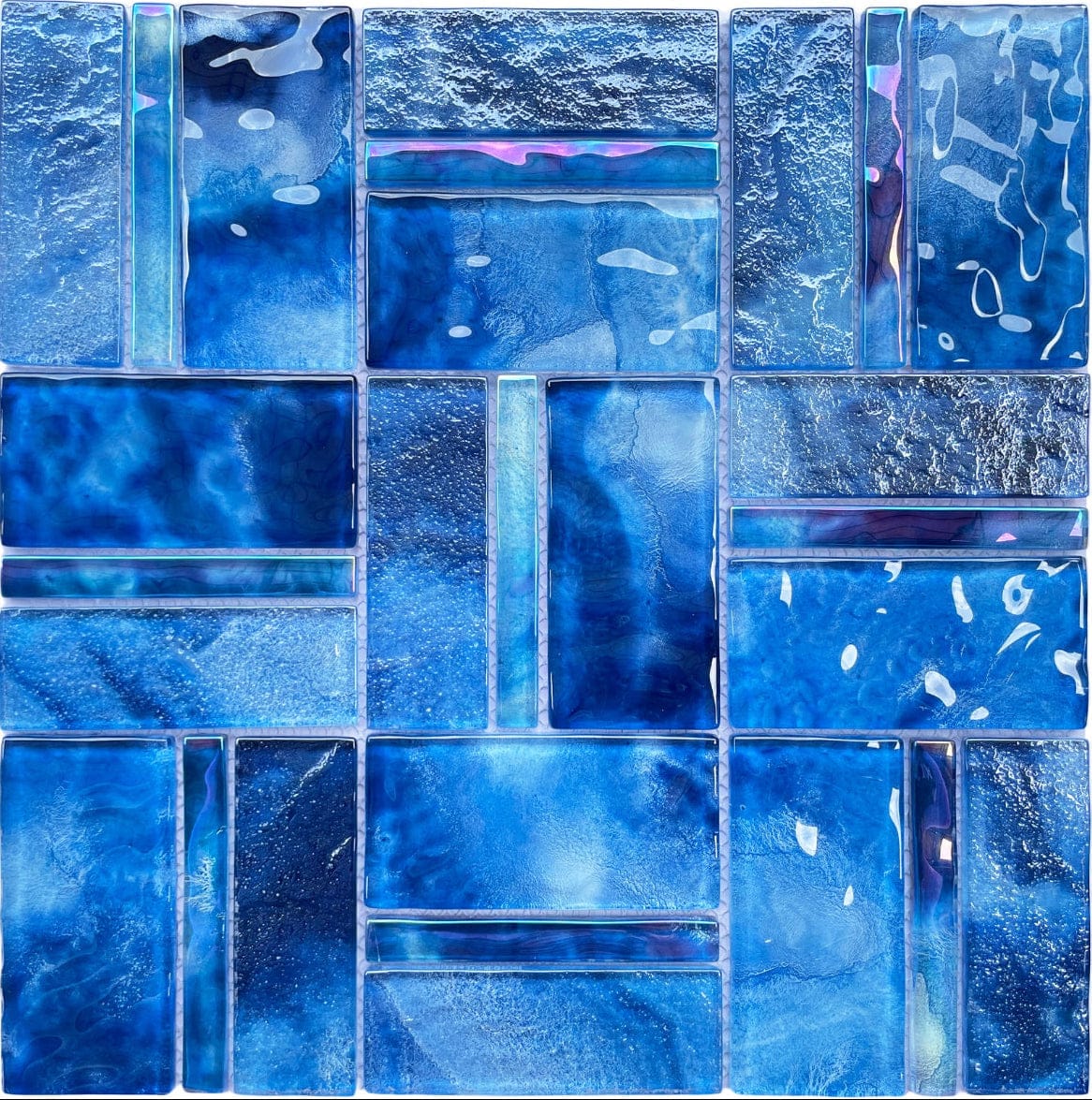 Santorini Turquoise Mix Glass Pool Tile - Tiles and Deco