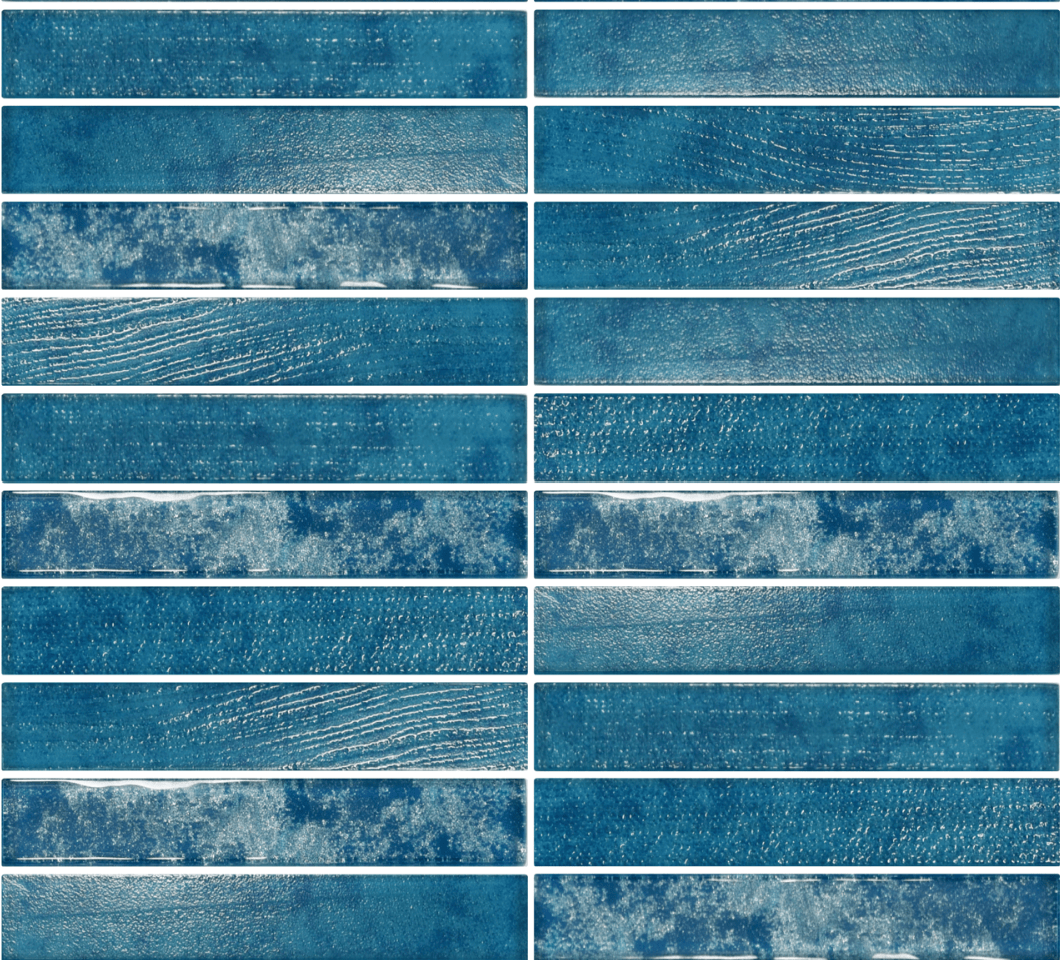 LUX Sapphire 12"x12" Stacked Recycled Glass Wall Mosaic