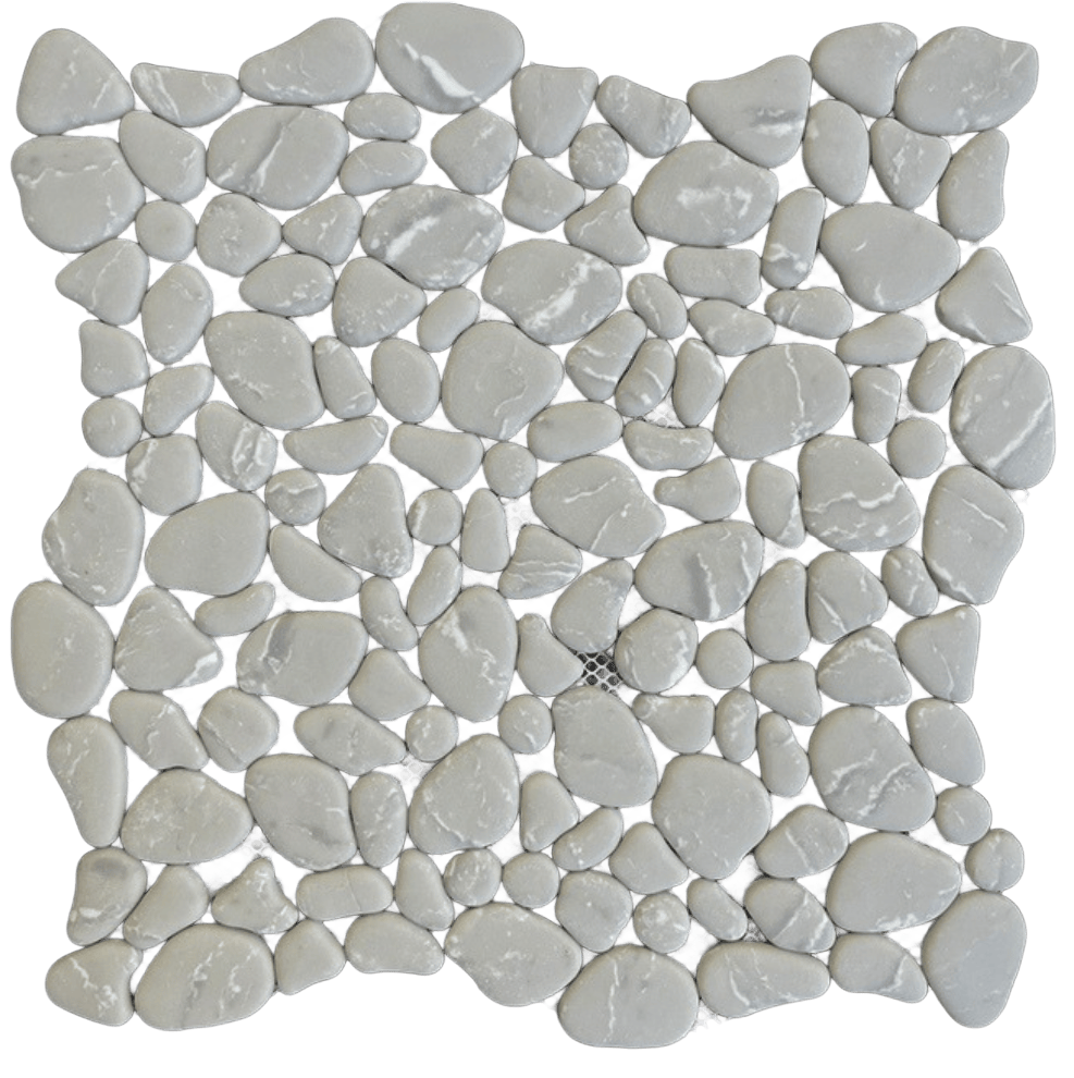 PEBBLES GREY Recycled Glass Mosaic Tile - Tiles and Deco
