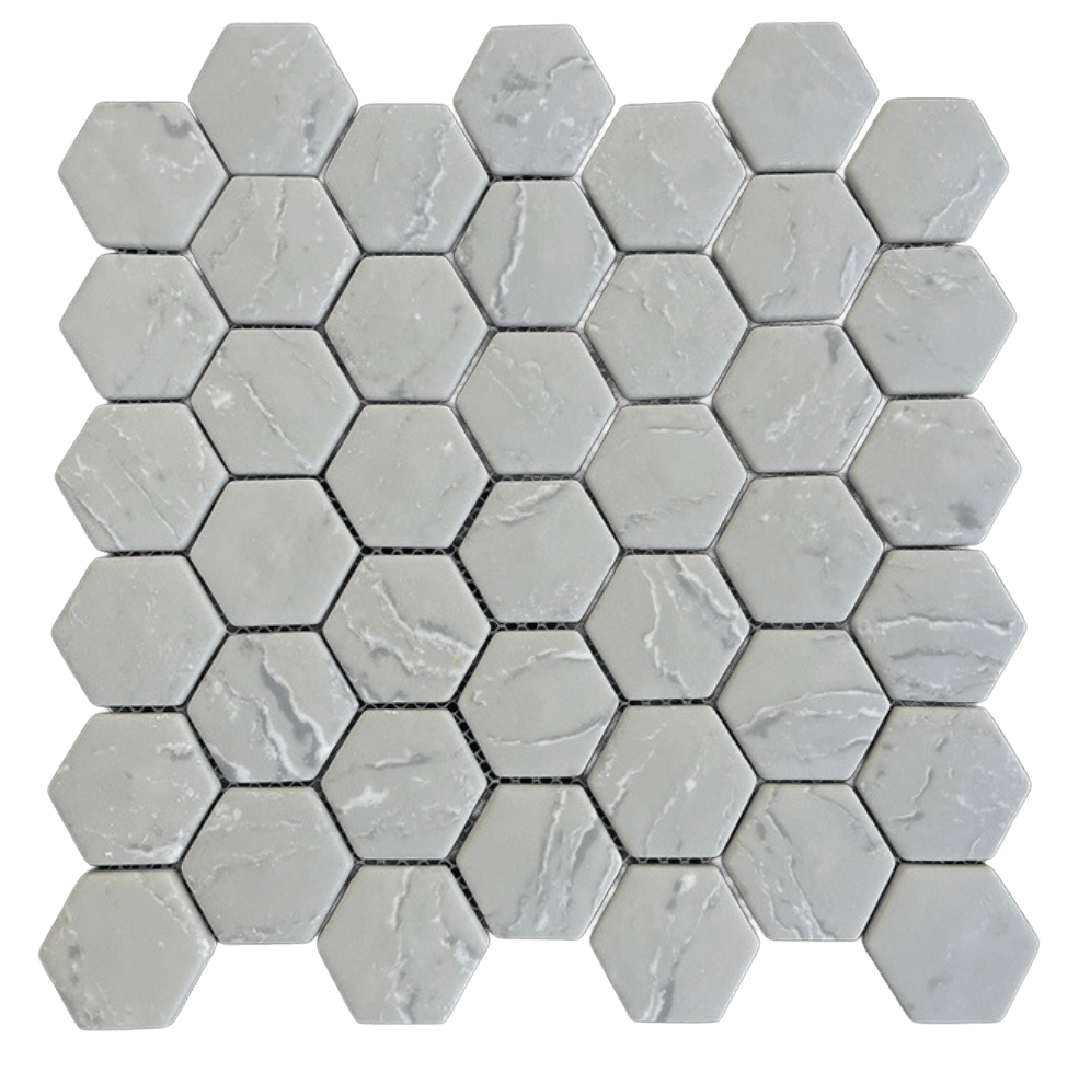 HEX. GREY Recycled Glass Mosaic Tile - Tiles and Deco