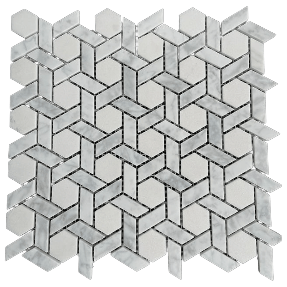 BASKET CARR/WHITE Marble Mosaic Tile - Tiles and Deco