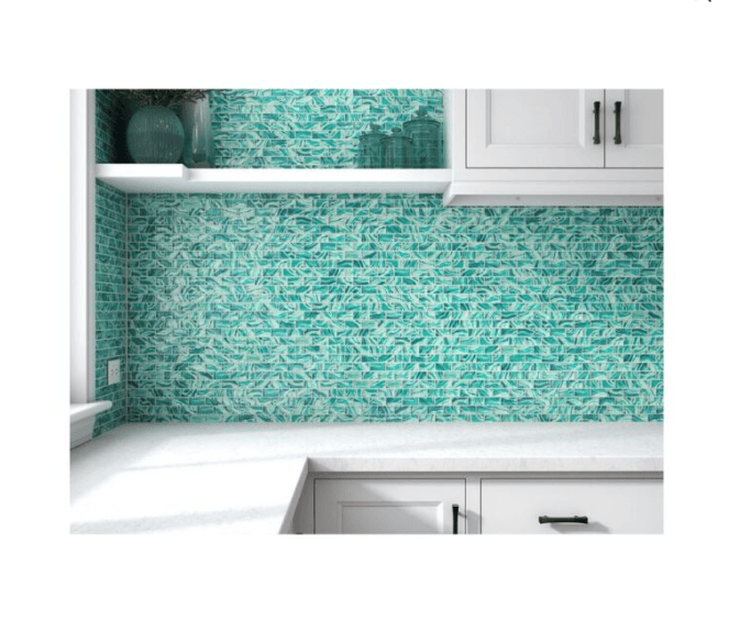 HIGH TIDE TURQUOISE 1X1 Glazed Glass Tile - Tiles and Deco
