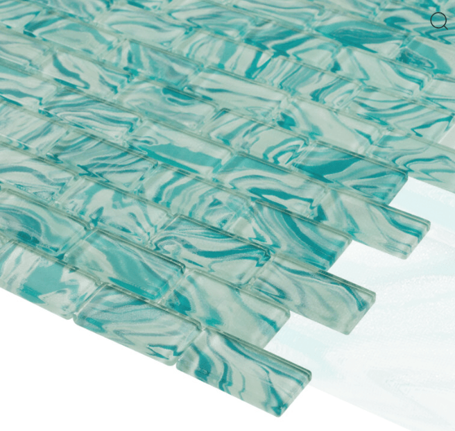 HIGH TIDE TURQUOISE 1X2 Glazed Glass Tile - Tiles and Deco