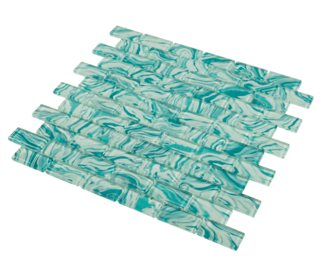 HIGH TIDE TURQUOISE 1X2 Glazed Glass Tile - Tiles and Deco
