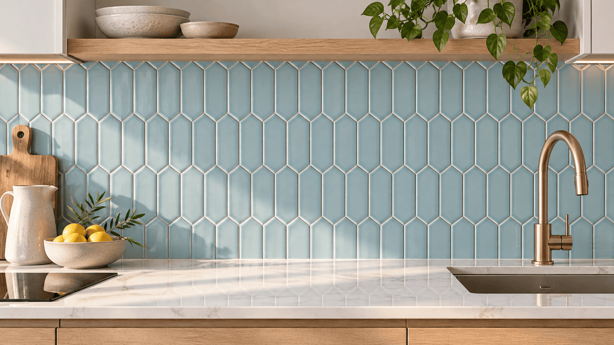 Sky Blue Picket Porcelain Mosaic