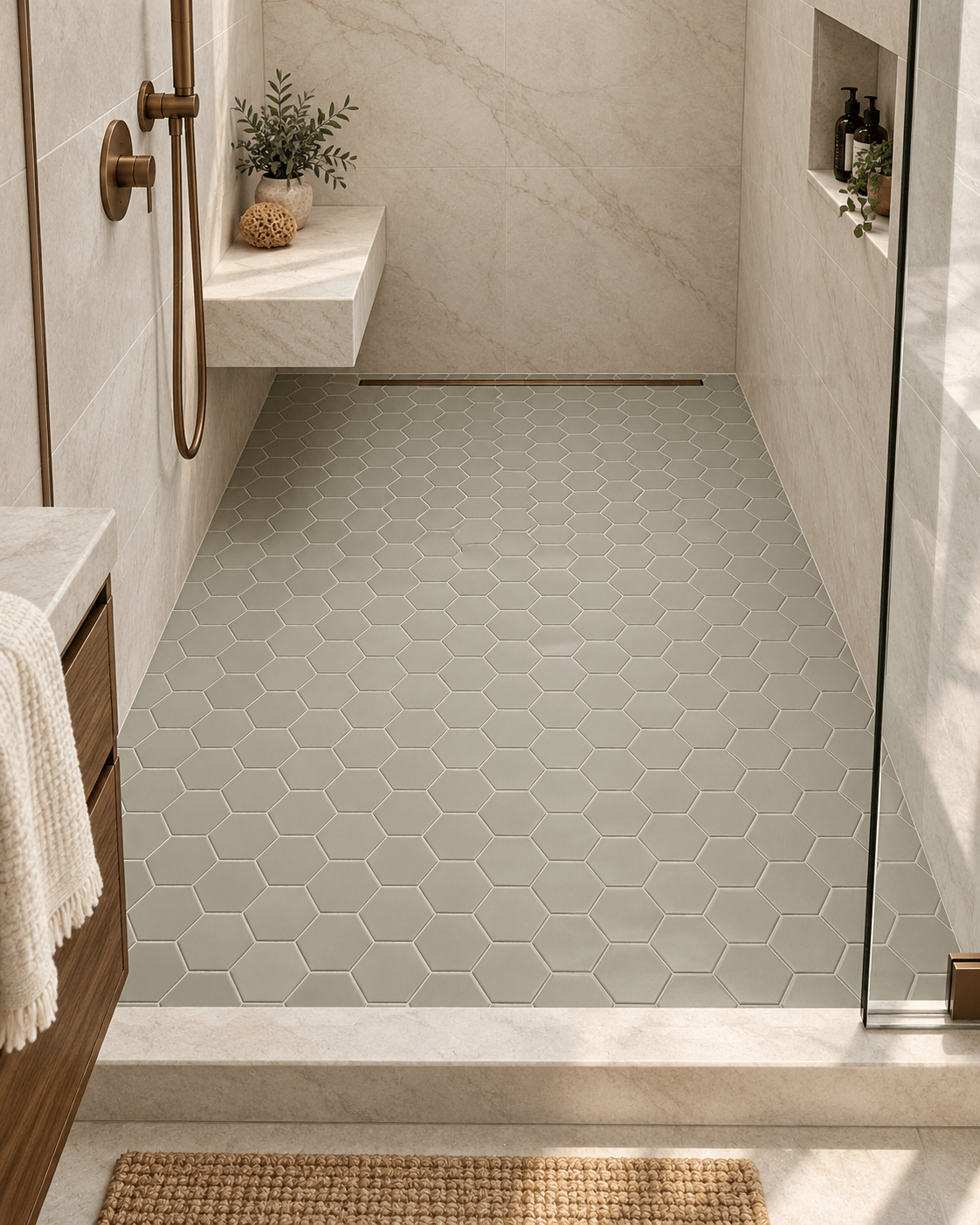 Tender Gray Matte Hexagon 3"x3" Porcelain Mosaic