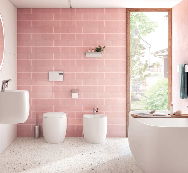 Velvet Pink Gloss 4x10 Ceramic Tile - $7.79 per sqft - Tiles and Deco