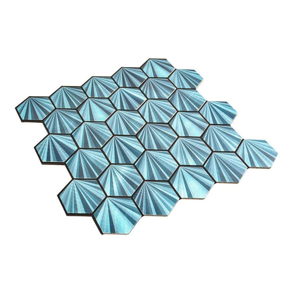 Hexagon Shell Green Peel and Stick Aluminum DIY Mosaics - Tiles and Deco