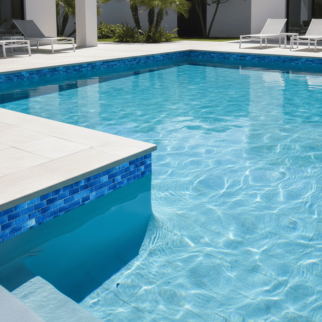 Santorini Blue 1x2 Glass Pool Tile - Tiles and Deco