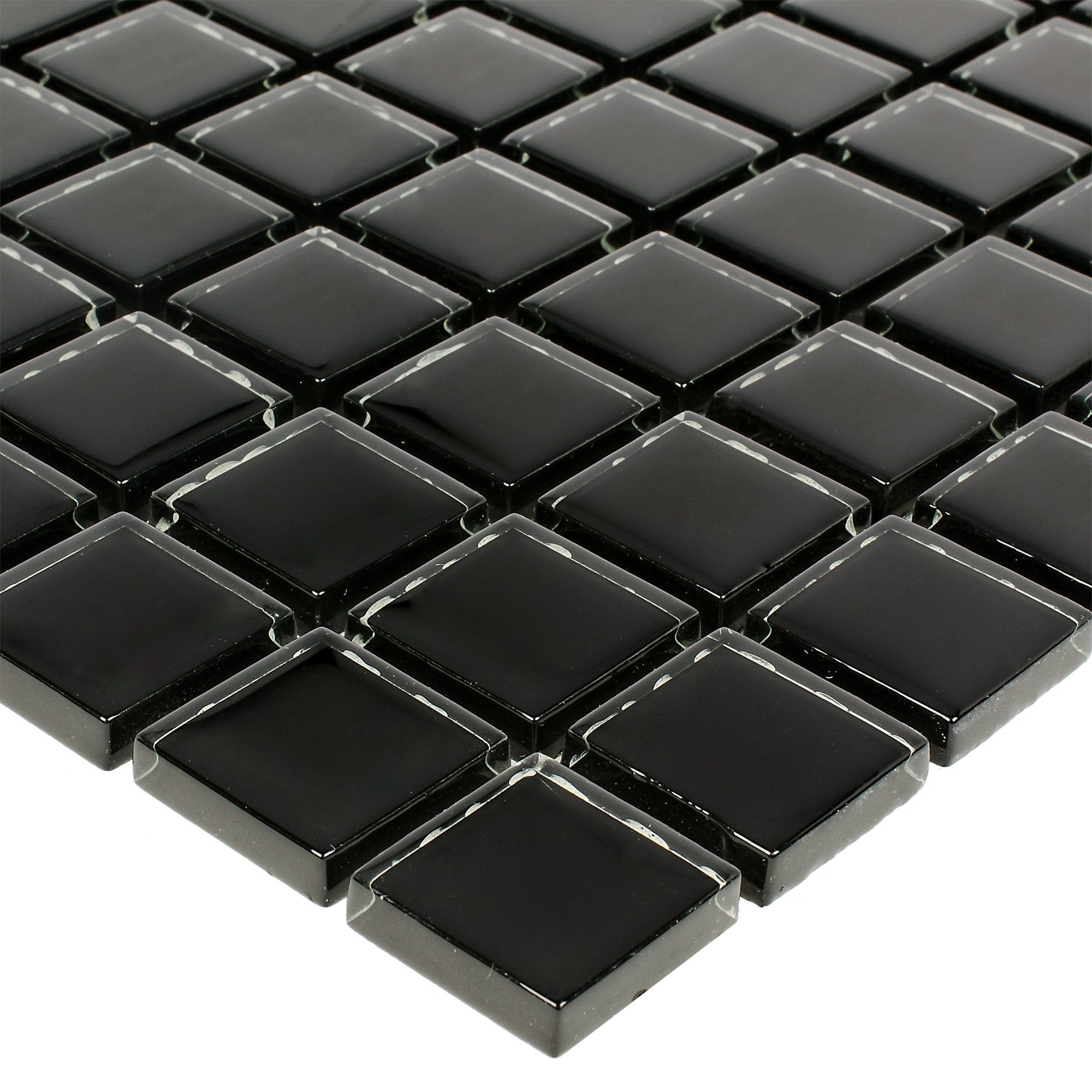 Solid Black 1x1 Glass Tile