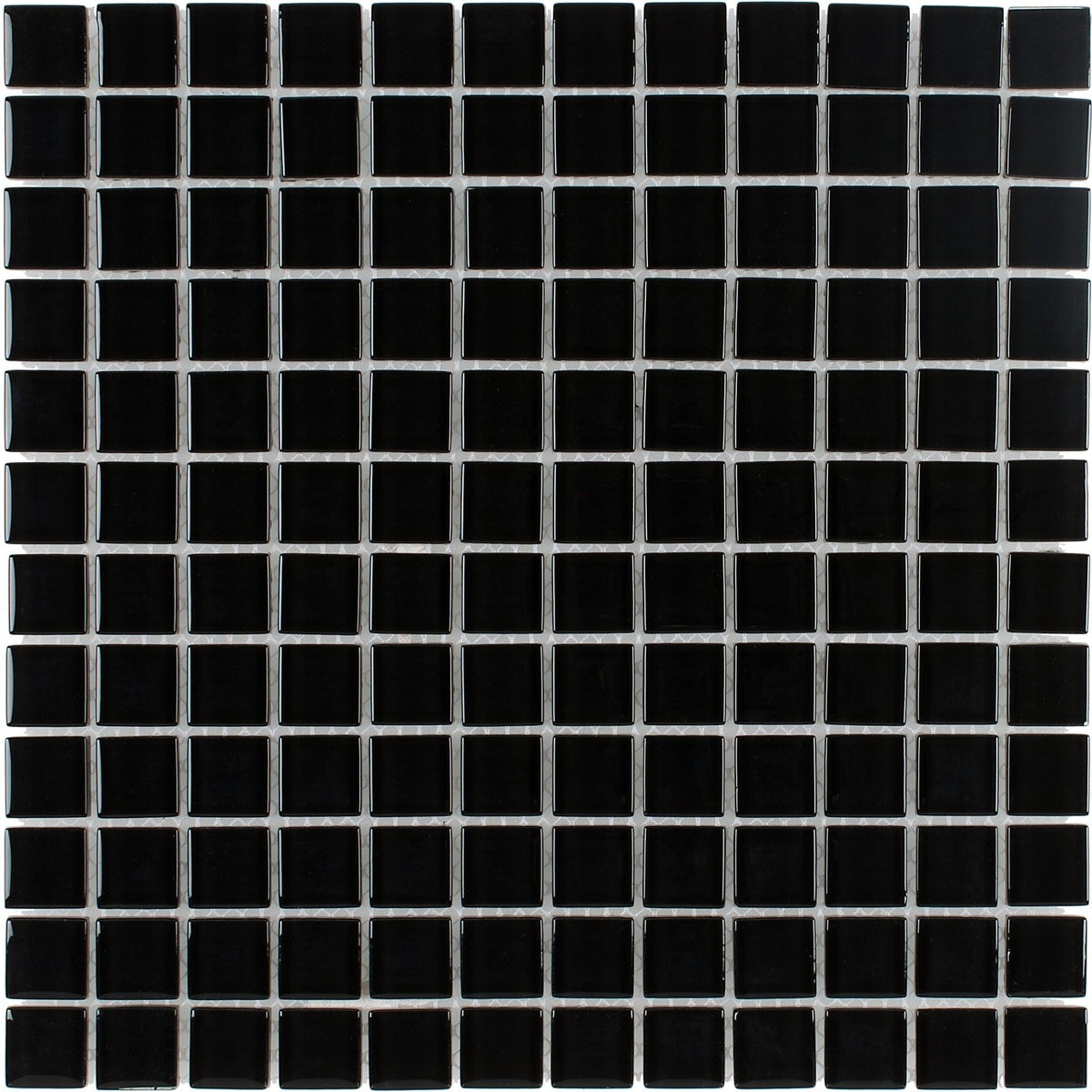 Solid Black 1x1 Glass Tile - Tiles and Deco