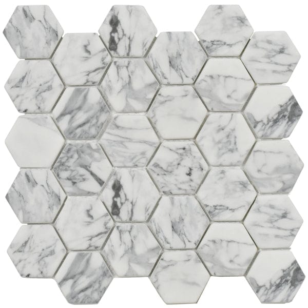 Statuary Hexagon 12"x12" Glass Mosaic Tile