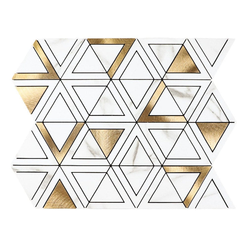 Thassos Triangle Peel and Stick Aluminum DIY Mosaics - Tiles and Deco