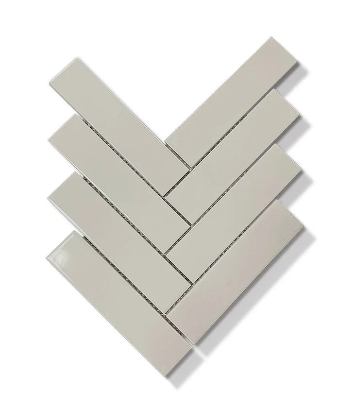 Light Mink Herringbone Glossy 2"x8" Tiles