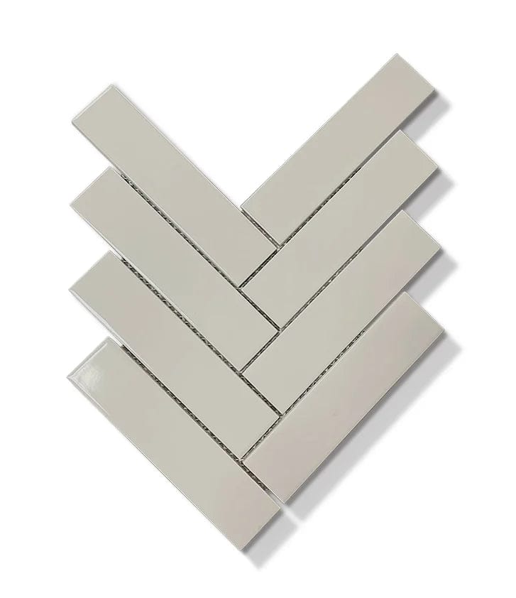 Light Mink Herringbone Glossy 2"x8" - Tiles and Deco
