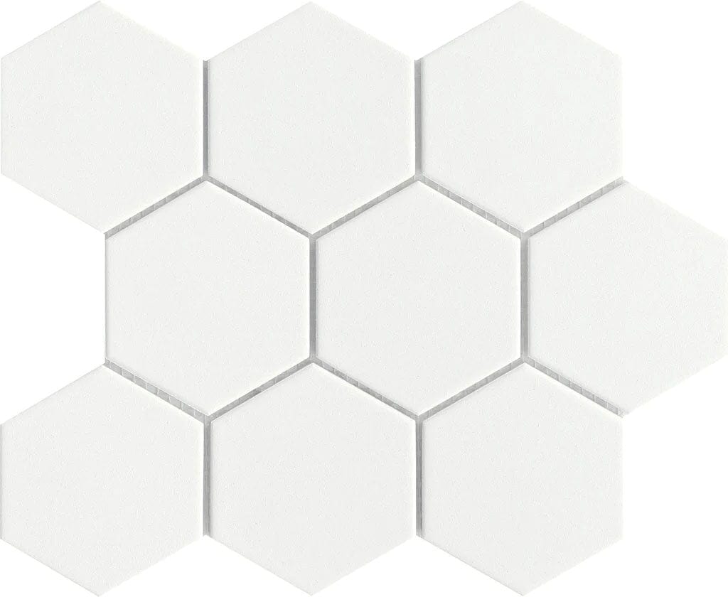 White Hexagon Matte 3" x 3.5" - Tiles and Deco
