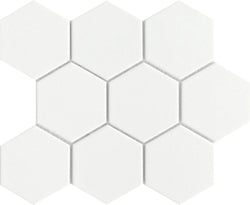 White Hexagon Matte 3" x 3.5" - Tiles and Deco