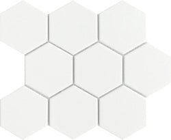 White Hexagon Matte 3" x 3.5" - Tiles and Deco