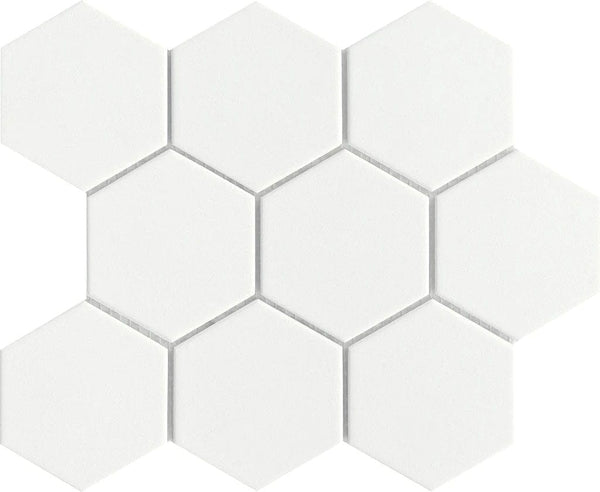 White Hexagon Matte 3" x 3.5" - Tiles and Deco