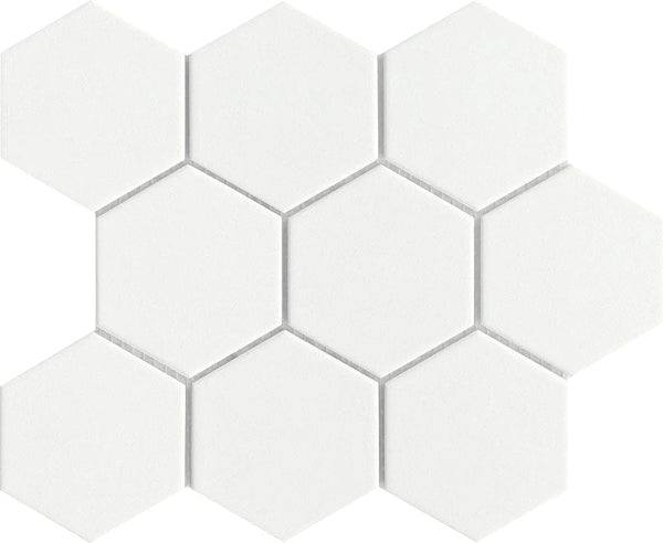 White Hexagon Matte 3" x 3.5" - Tiles and Deco