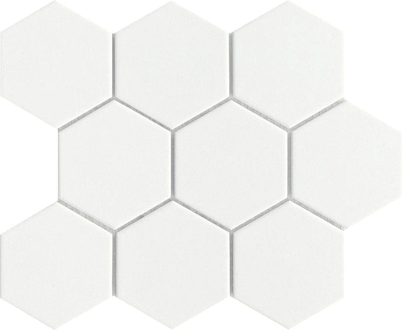 White Hexagon Matte 3" x 3.5" - Tiles and Deco